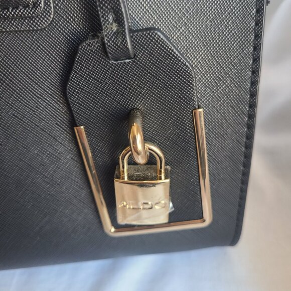 Aldo Faux Leather Black Satchel Handbag Purse - Picture 2 of 11